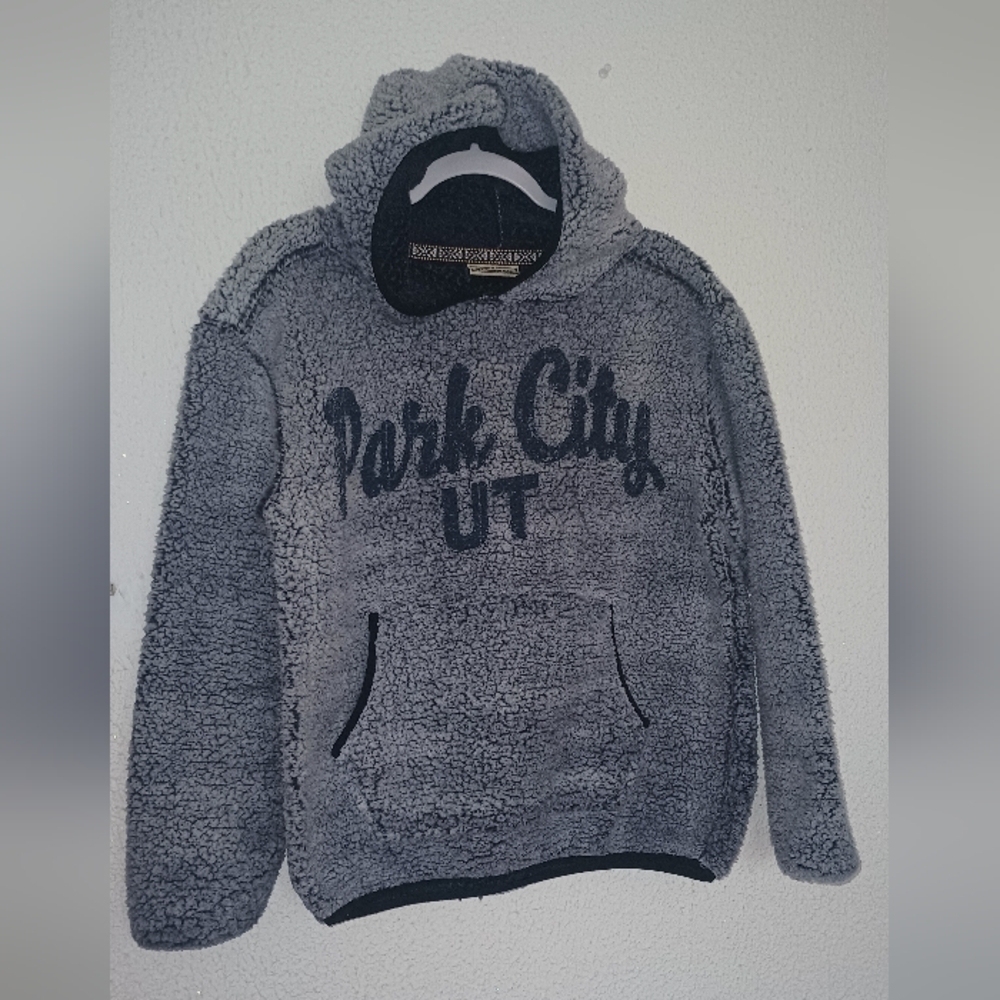 Lone Rock Fuzzy Sweater Hoodie Men's Size S 100%Polyester Good Condition